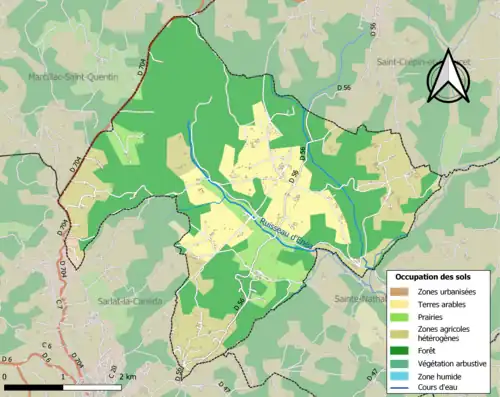 Carte en couleurs présentant l'occupation des sols.