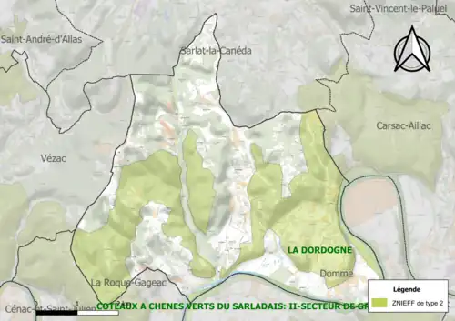 Carte des ZNIEFF de type 2 à Vitrac.