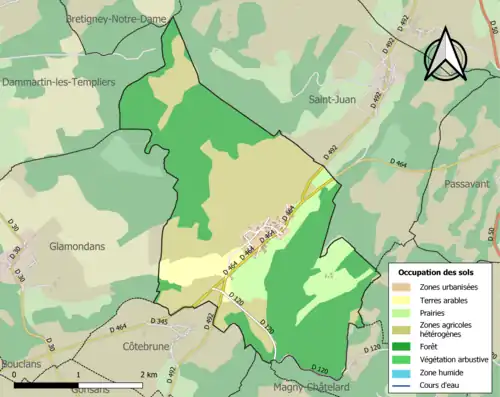 Carte en couleurs présentant l'occupation des sols.