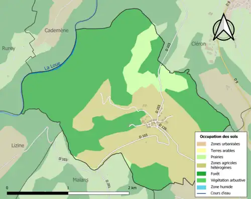 Carte en couleurs présentant l'occupation des sols.