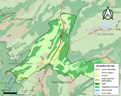 Carte en couleurs présentant l'occupation des sols.