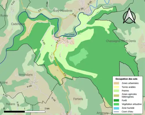Carte en couleurs présentant l'occupation des sols.