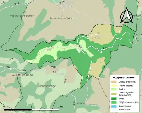 Carte en couleurs présentant l'occupation des sols.