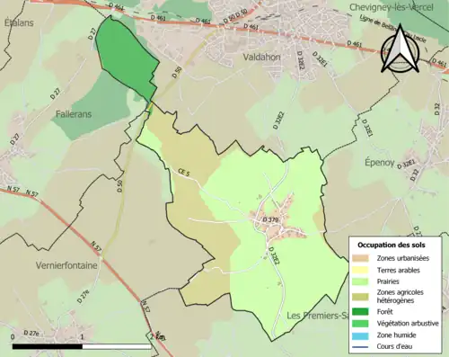 Carte en couleurs présentant l'occupation des sols.