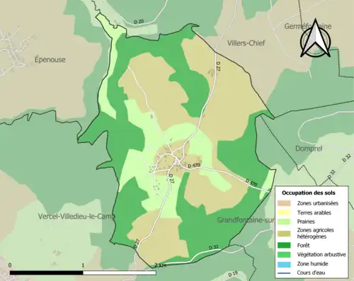 Carte en couleurs présentant l'occupation des sols.