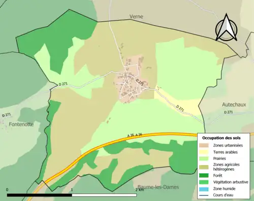 Carte en couleurs présentant l'occupation des sols.