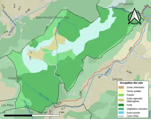 Carte en couleurs présentant l'occupation des sols.