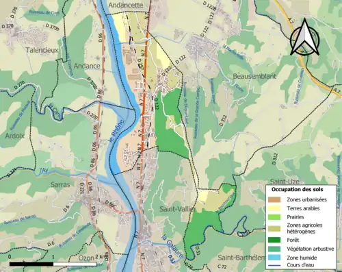 Carte en couleurs présentant l'occupation des sols.