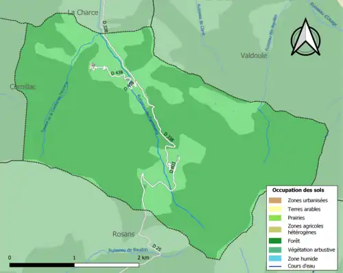 Carte en couleurs présentant l'occupation des sols.