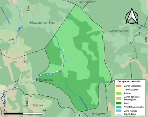 Carte en couleurs présentant l'occupation des sols.