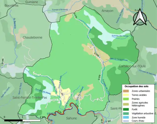 Carte en couleurs présentant l'occupation des sols.
