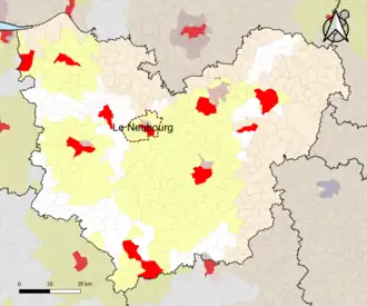 Localisation de l'aire d'attraction du Neubourg dans le département de l'Eure.