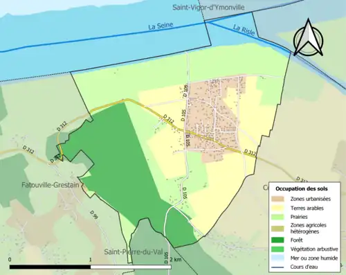 Carte en couleurs présentant l'occupation des sols.