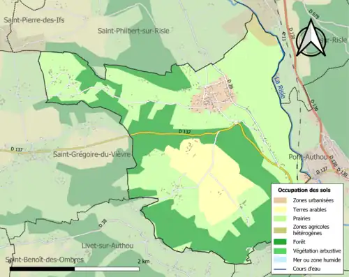 Carte en couleurs présentant l'occupation des sols.