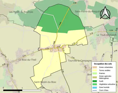Carte en couleurs présentant l'occupation des sols.