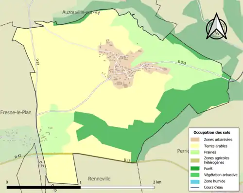 Carte en couleurs présentant l'occupation des sols.
