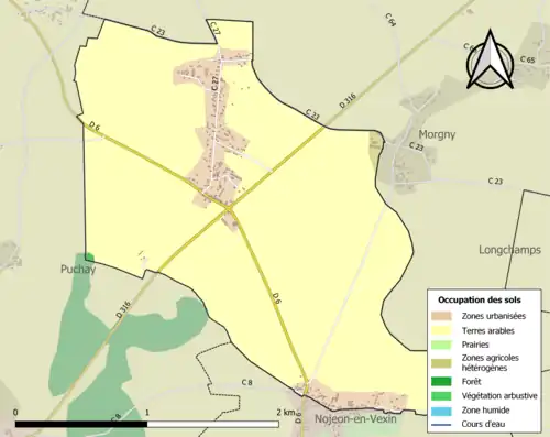 Carte en couleurs présentant l'occupation des sols.