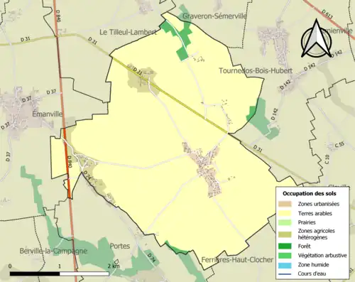 Carte en couleurs présentant l'occupation des sols.