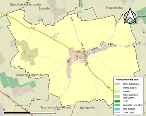Carte en couleurs présentant l'occupation des sols.