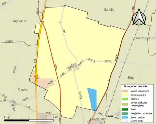 Carte en couleurs présentant l'occupation des sols.