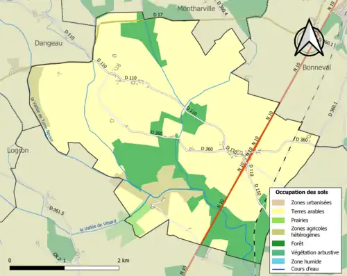 Carte en couleurs présentant l'occupation des sols.