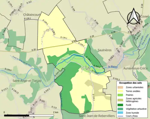 Carte en couleurs présentant l'occupation des sols.