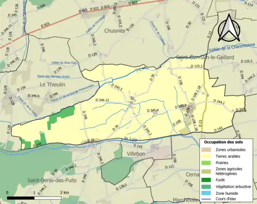Carte en couleurs présentant l'occupation des sols.