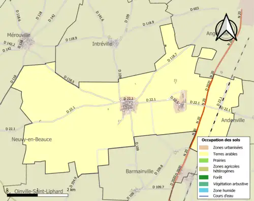 Carte en couleurs présentant l'occupation des sols.