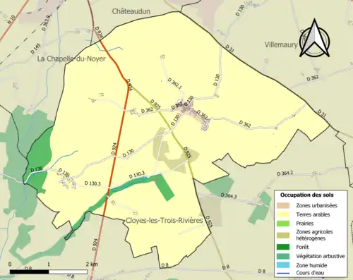 Carte en couleurs présentant l'occupation des sols.