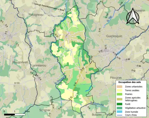 Carte en couleurs présentant l'occupation des sols.