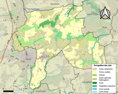 Carte en couleurs présentant l'occupation des sols.