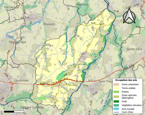 Carte en couleurs présentant l'occupation des sols.
