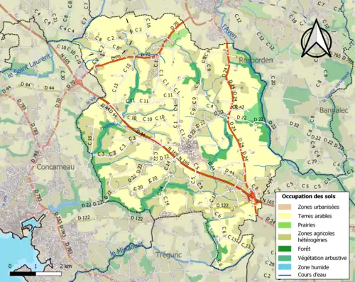 Carte en couleurs présentant l'occupation des sols.