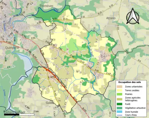 Carte en couleurs présentant l'occupation des sols.