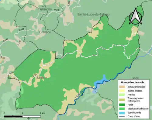 Carte en couleurs présentant l'occupation des sols.