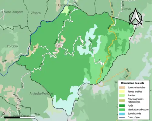 Carte en couleurs présentant l'occupation des sols.