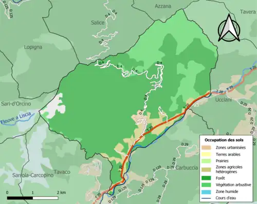Carte en couleurs présentant l'occupation des sols.