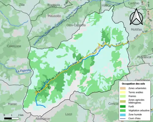 Carte en couleurs présentant l'occupation des sols.