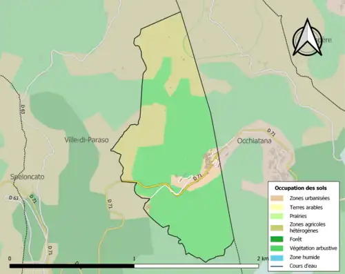 Carte en couleurs présentant l'occupation des sols.