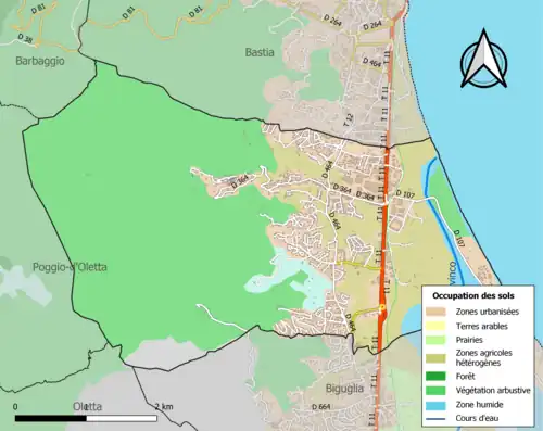 Carte en couleurs présentant l'occupation des sols.