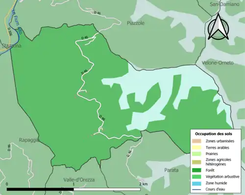Carte en couleurs présentant l'occupation des sols.