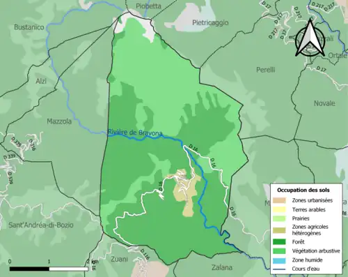 Carte en couleurs présentant l'occupation des sols.