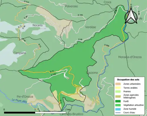 Carte en couleurs présentant l'occupation des sols.