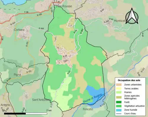 Carte en couleurs présentant l'occupation des sols.