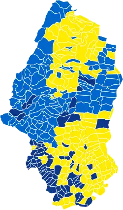 Nuance politique des candidats arrivés en tête dans chaque commune au 2e tour.