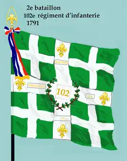 Drapeau du 2e bataillon du 102e régiment d'infanterie de ligne de 1791 à 1793