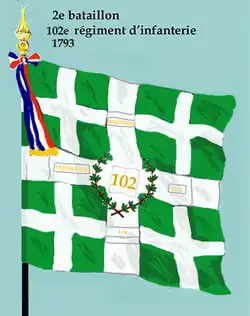 Drapeau du 2e bataillon du 102e régiment d'infanterie de ligne de 1793 à 1804