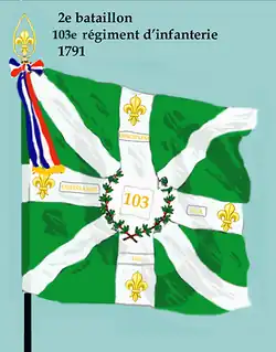 Drapeau du 2e bataillon du 103e régiment d'infanterie de ligne de 1791 à 1793