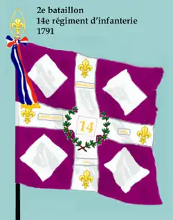 Drapeau du 2e bataillon du 14e régiment d'infanterie de ligne de 1791 à 1793