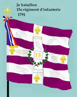 Drapeau du 2e bataillon du 15e régiment d'infanterie de ligne de 1791 à 1793